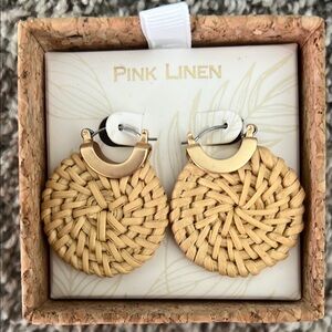 Gold and Tan Woven Earrings